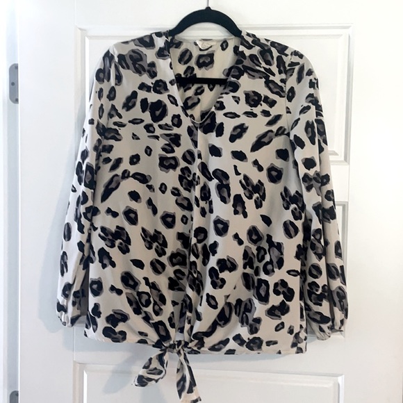 Size small tie front leopard blouse - Picture 1 of 5